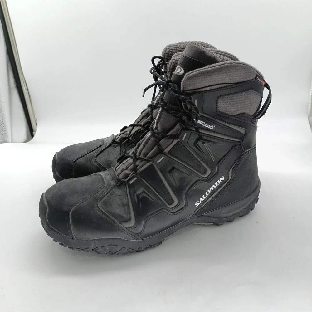 Salomon Snowcat WP Waterproof Winter Boots Mens 13 Black Grey 307608 s7